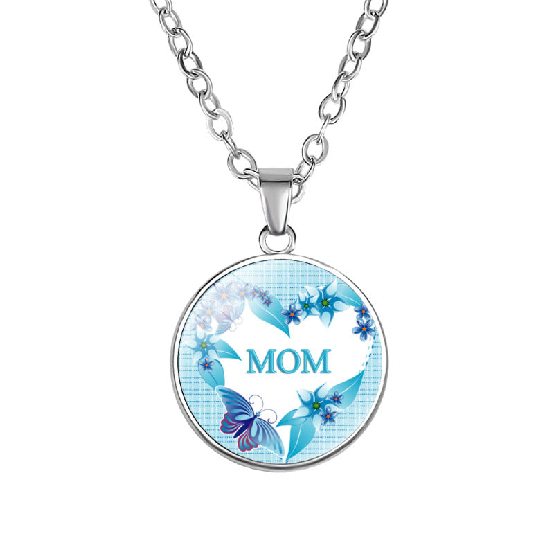 Wholesale Best MOM Time Gemstone Single Sided Alloy Necklace